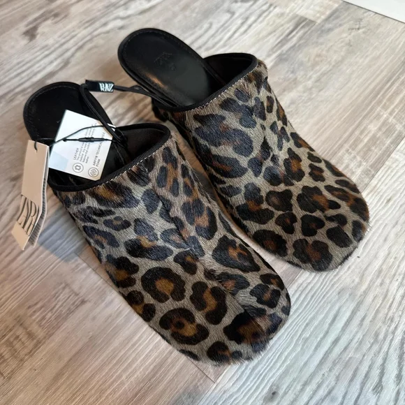 ZARA ANIMAL PRINT LEATHER MULES - BRAND NEW WITH TAG - SIZE 6.5 or 37 - Picture 3 of 8